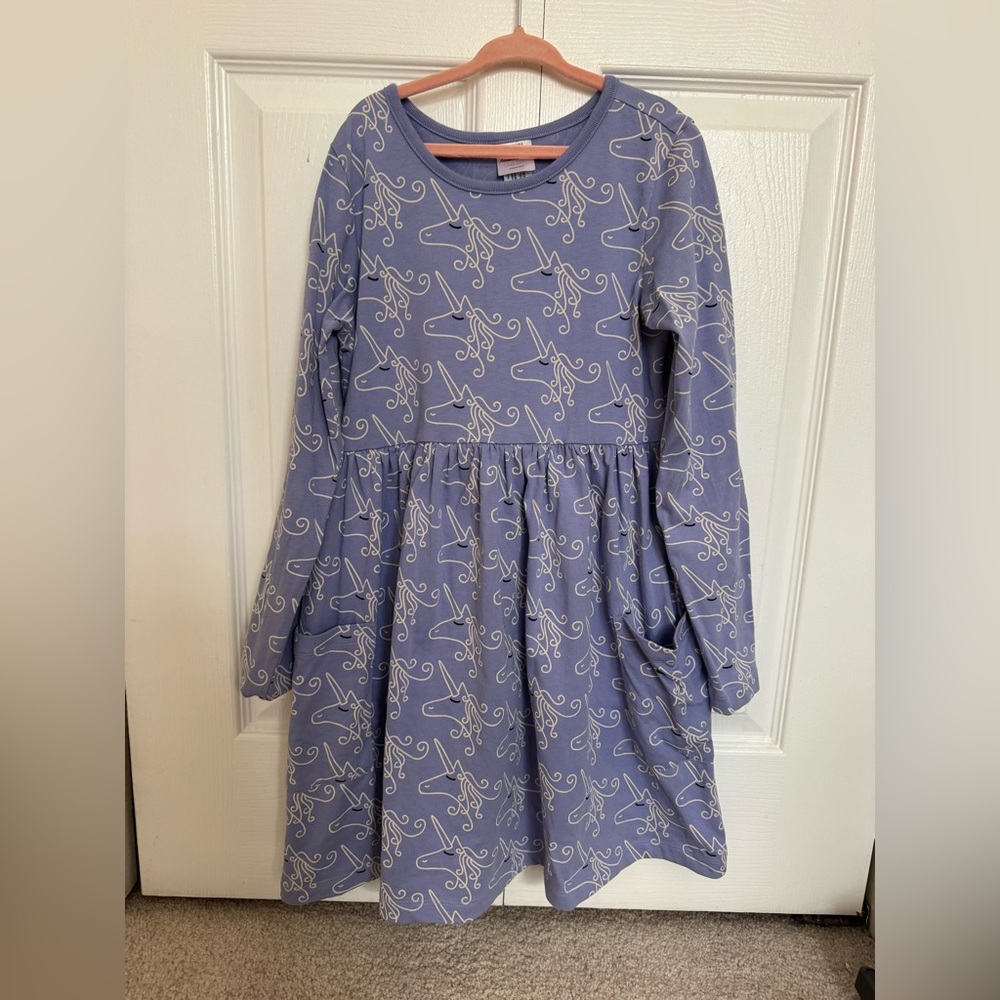 Hanna Andersson Purple Long-Sleeve Unicorn Print Dress